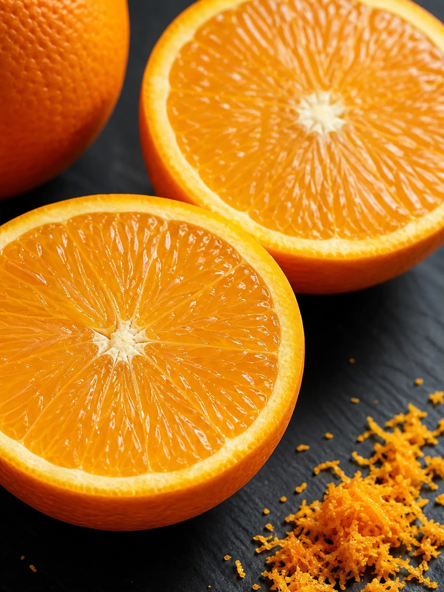 Macro photo of oranges sharpening as the page scrolls