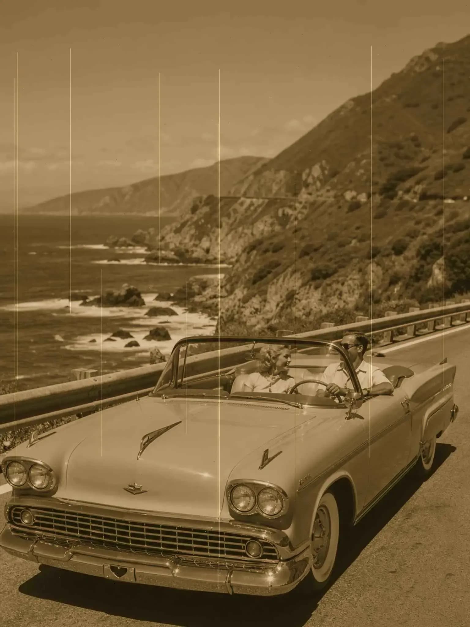 Blurry coastal road trip photo before enhancement